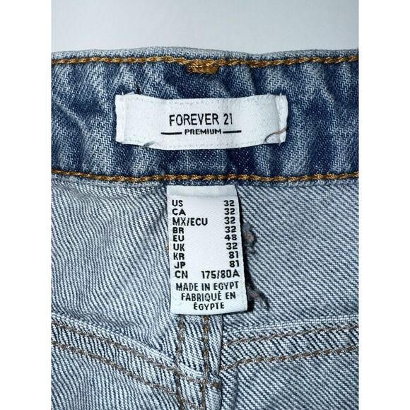 Forever 21 90s Jean Shorts Relaxed Fray Rigid Light Denim 6" Inseam Hi Rise 32 - Picture 13 of 16